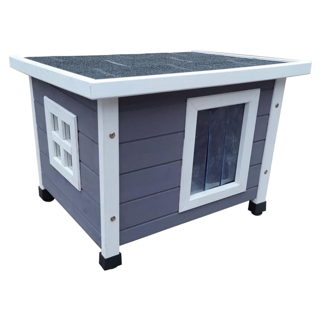 @pet kattenhok voor buiten xl 68,5x54x51,5 cm hout grijs en wit