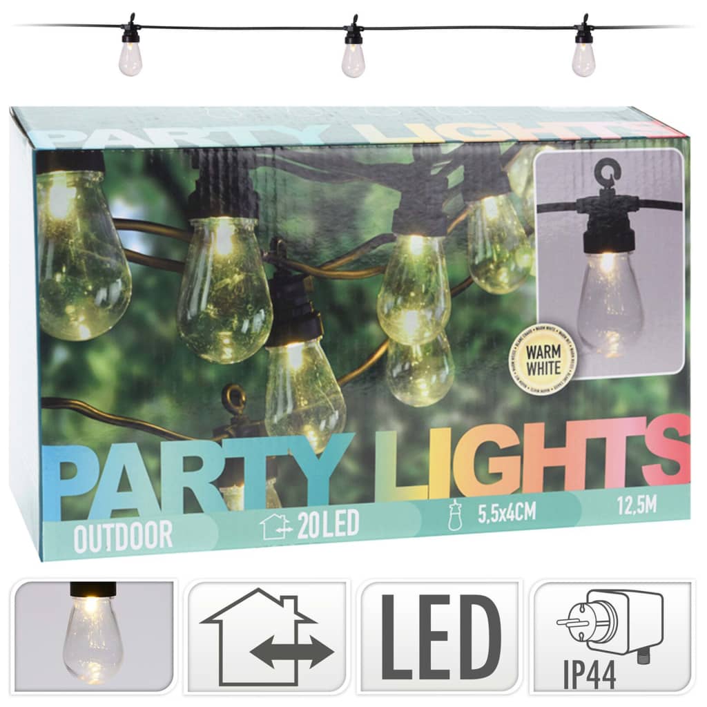 Basic outdoor feestverlichting 12.5 m 20 led-lampen warm wit