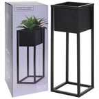 H s collection bloempot op standaard 60 cm metaal zwart