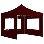 Vidaxl partytent inklapbaar met wanden 3x3 m aluminium wijnrood