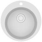 Vidaxl gootsteen enkele bak rond graniet wit