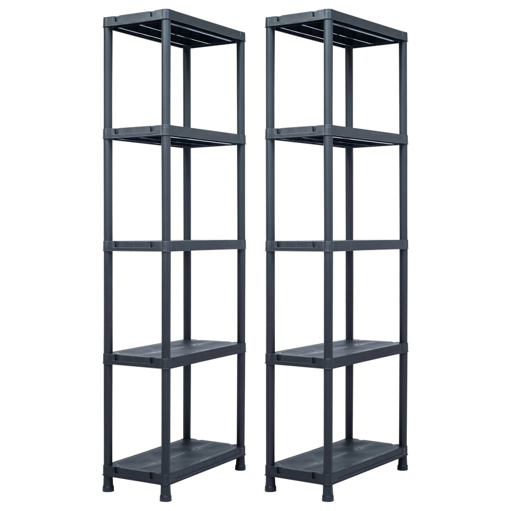 Vidaxl opbergrekken 2 st 125 kg 60x30x180 cm kunststof zwart