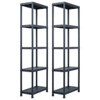 Vidaxl opbergrekken 2 st 125 kg 60x30x180 cm kunststof zwart