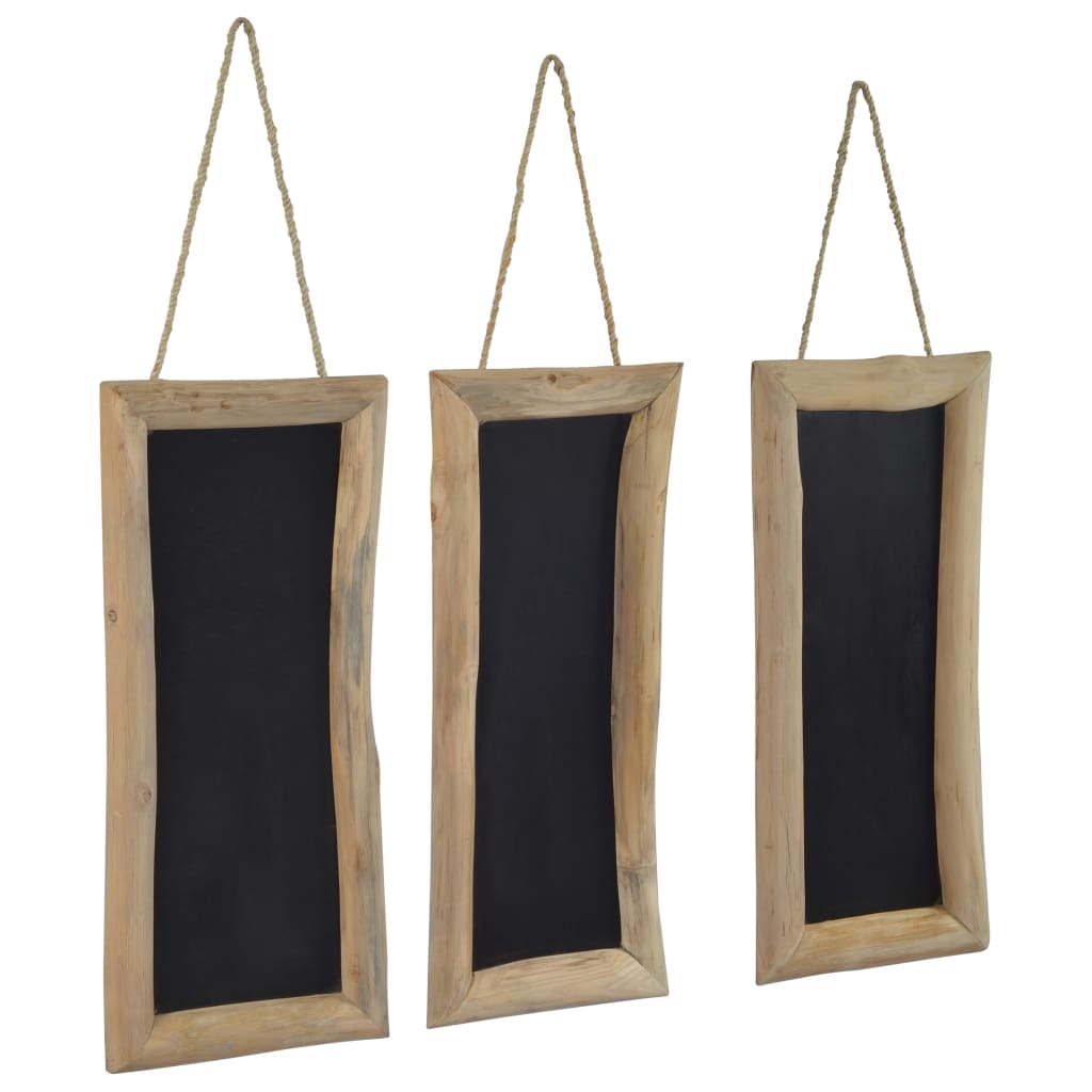 VidaXL Krijtborden 3 st 30x70 cm teakhout