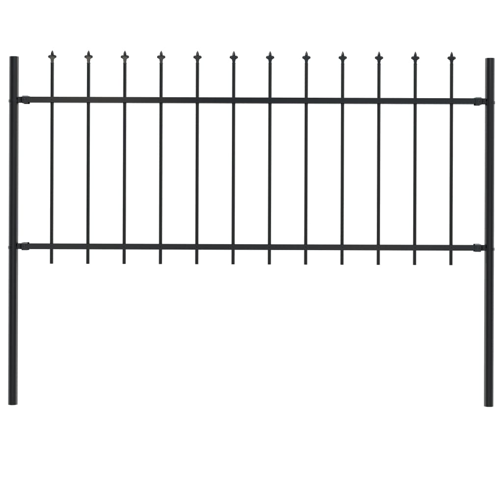 Vidaxl tuinhek met speerpunt staal 181x80 cm zwart