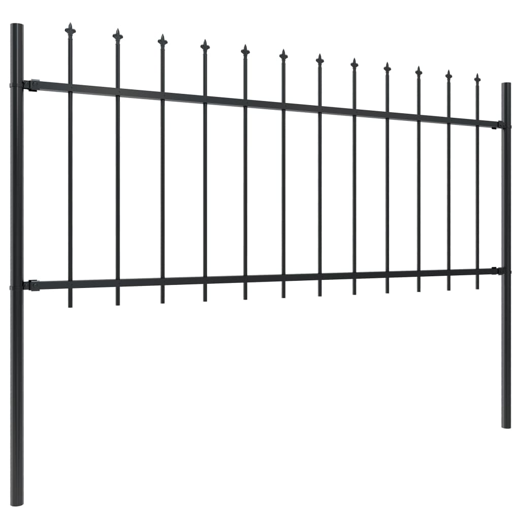 Vidaxl tuinhek met speerpunt staal 181x80 cm zwart