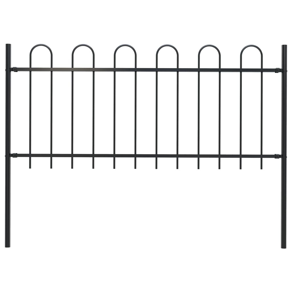 Vidaxl tuinhek met ringtop staal 181x80 cm zwart