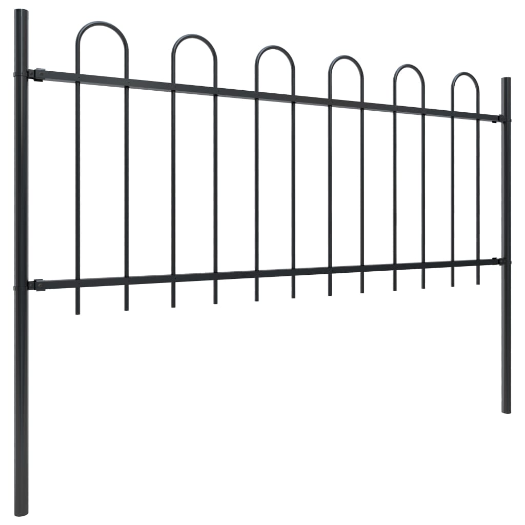 Vidaxl tuinhek met ringtop staal 181x100 cm zwart