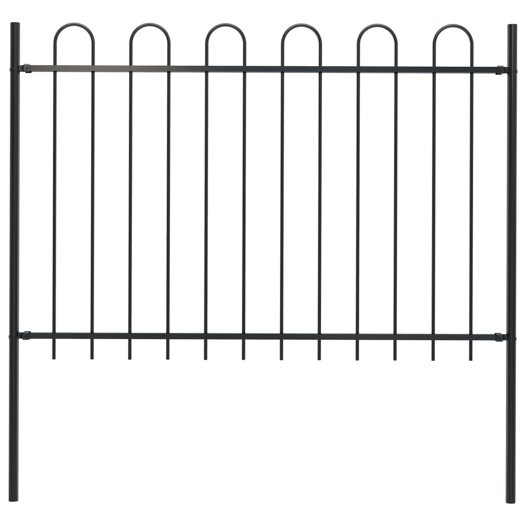 Vidaxl tuinhek met ringtop staal 181x120 cm zwart