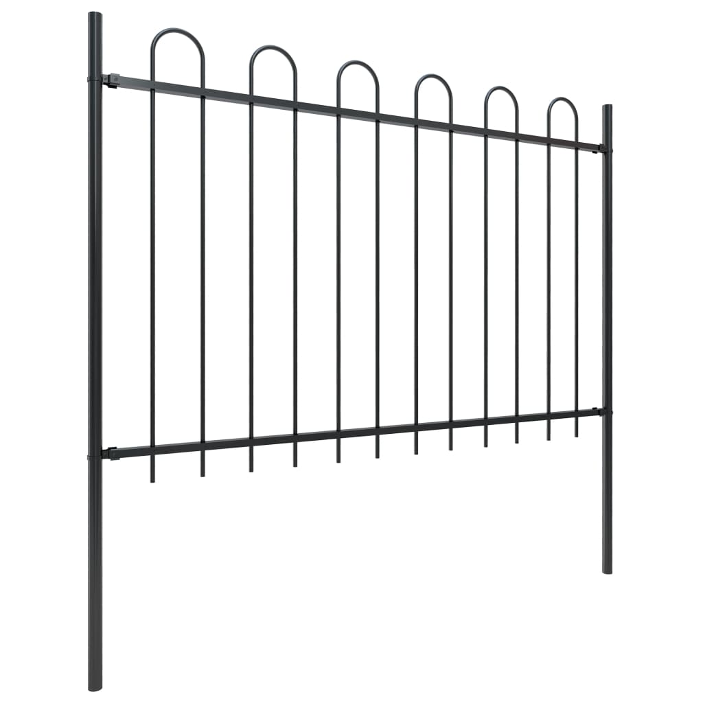 Vidaxl tuinhek met ringtop staal 181x120 cm zwart