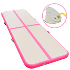 Vidaxl gymnastiekmat met pomp opblaasbaar 600x100x10 cm pvc roze