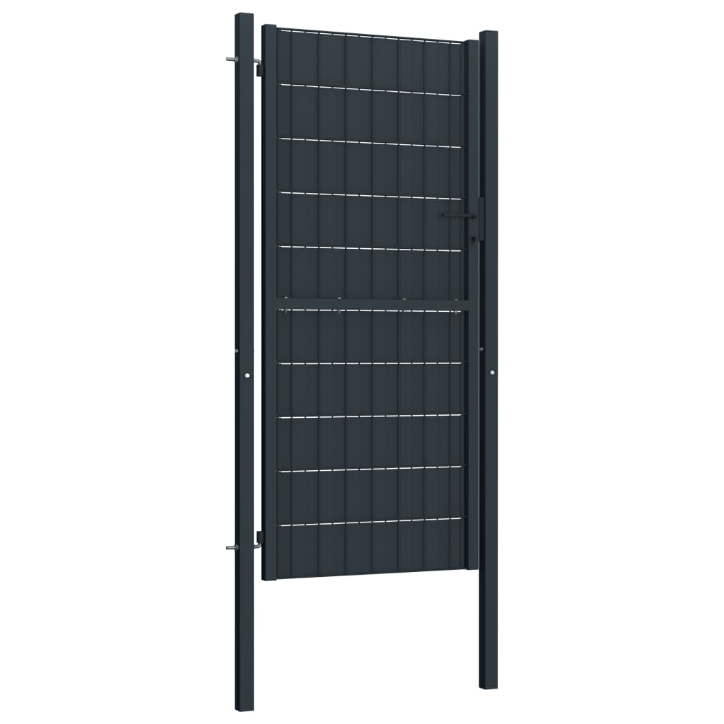 Vidaxl hekpoort pvc en staal 100x124 cm antraciet