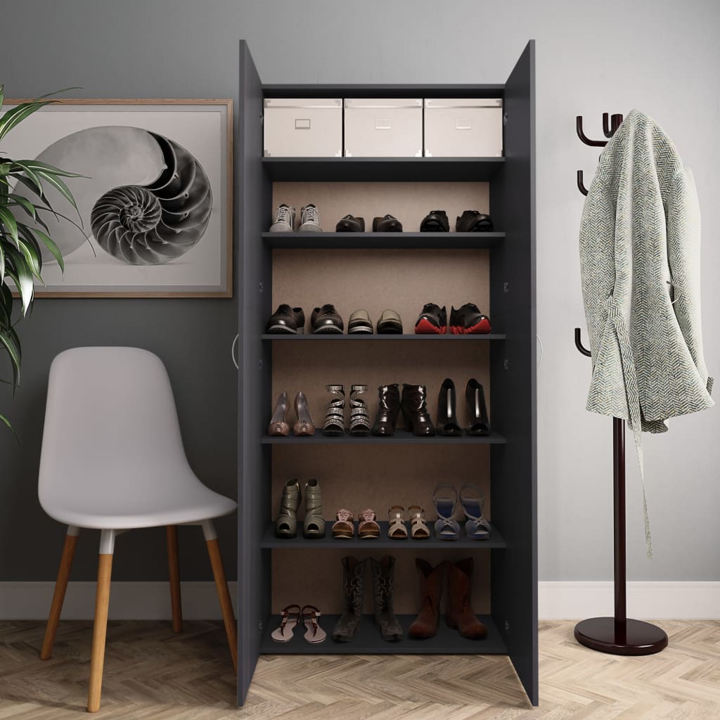 VidaXL Schoenenkast 80x35,5x180 cm bewerkt hout grijs