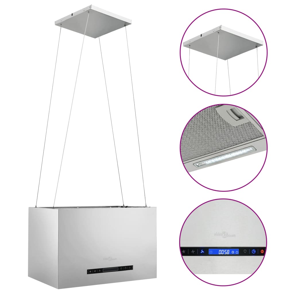 Vidaxl afzuigkap hangend met aanraaksensor lcd 55 cm roestvrij staal