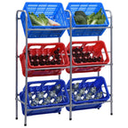Vidaxl opbergrek voor 6 kratten 96x33x116 cm steel zilverkleurig