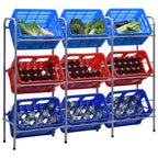 Vidaxl opbergrek voor 9 kratten 145x33x116 staal zilverkleurig