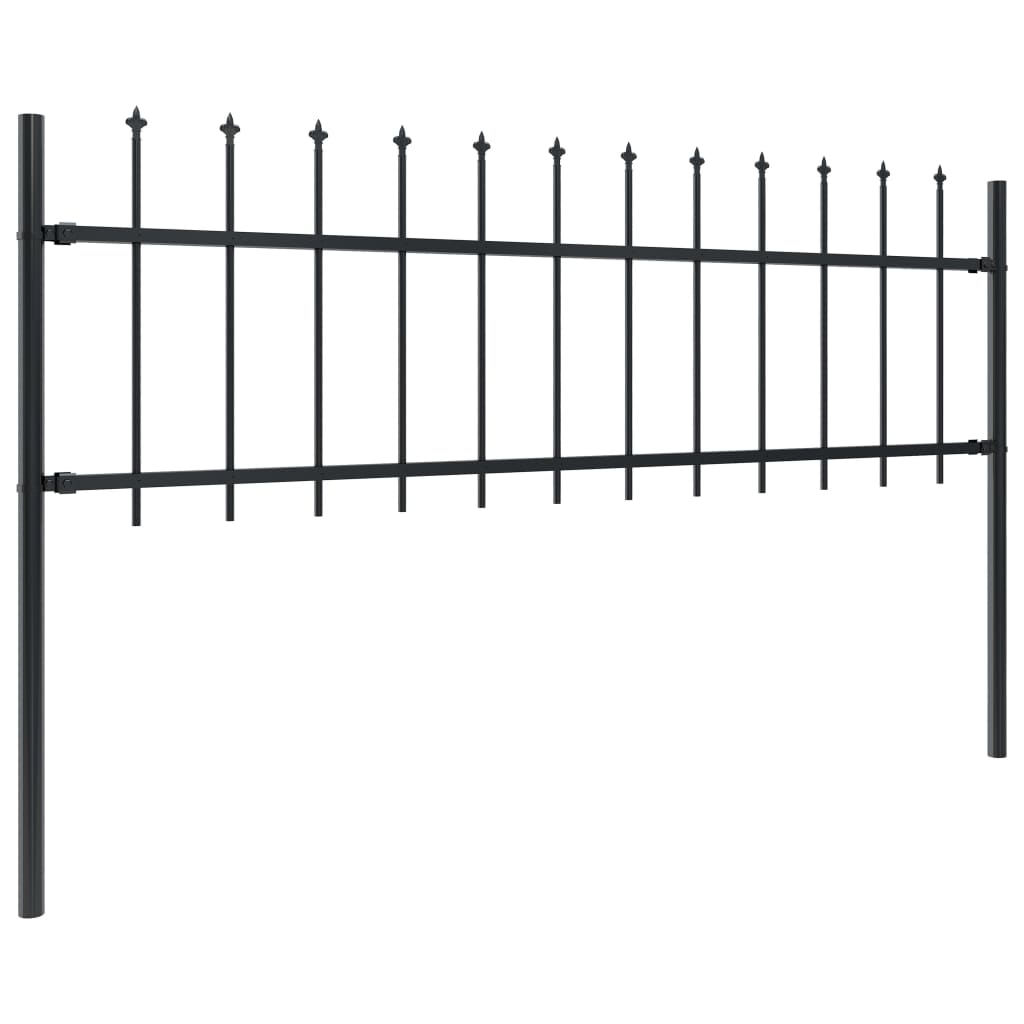 Vidaxl tuinhek met speerpunt staal 359x60 cm zwart