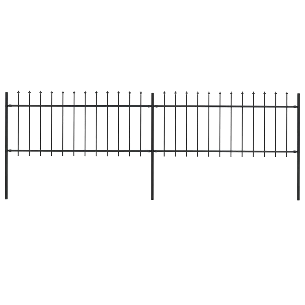 Vidaxl tuinhek met speerpunt staal 359x80 cm zwart