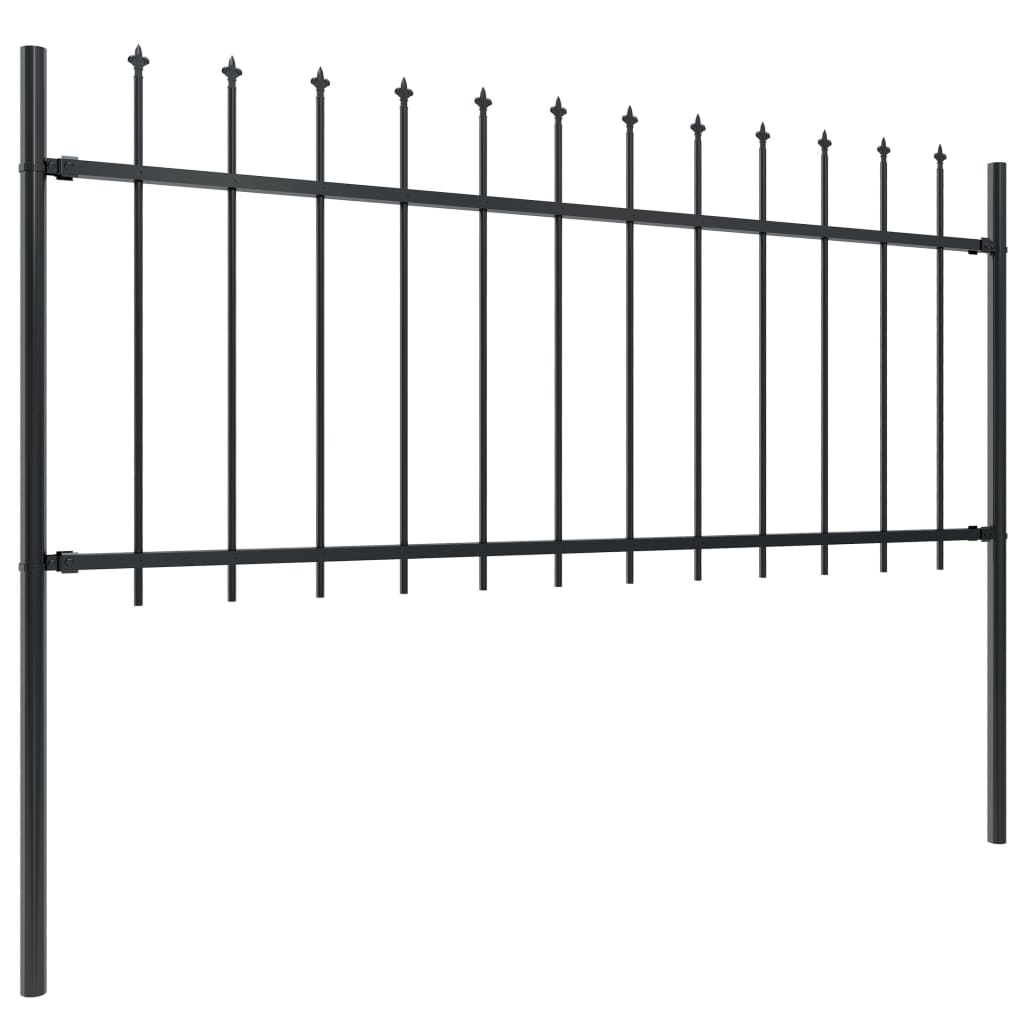 Vidaxl tuinhek met speerpunt staal 537x80 cm zwart