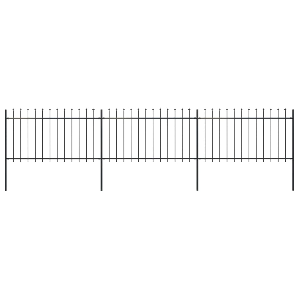 Vidaxl tuinhek met speerpunt staal 537x100 cm zwart