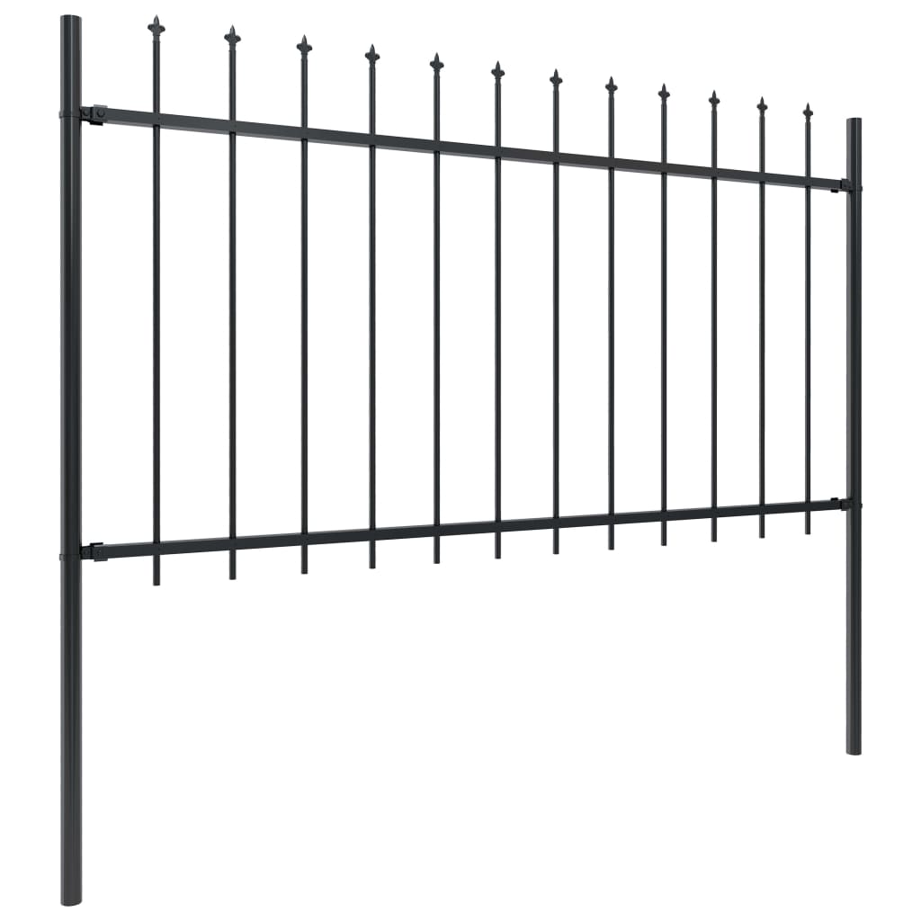 Vidaxl tuinhek met speerpunt staal 537x100 cm zwart