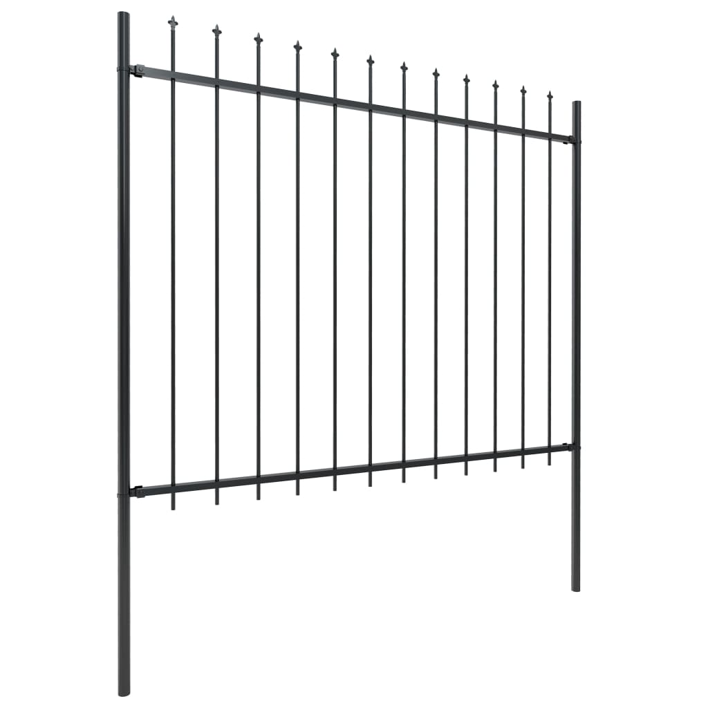 Vidaxl tuinhek met speerpunt staal 537x150 cm zwart