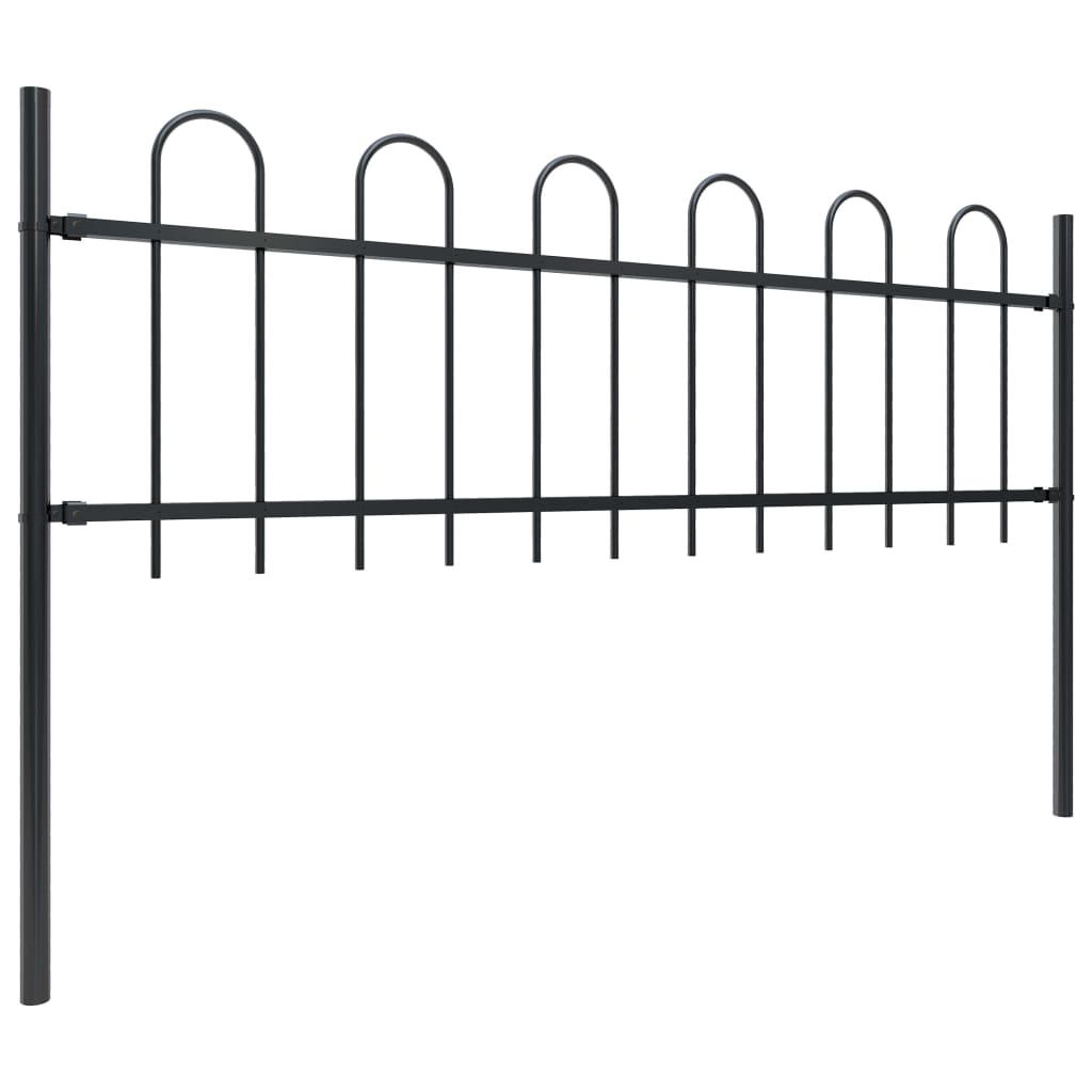 Vidaxl tuinhek met ringtop staal 537x60 cm zwart