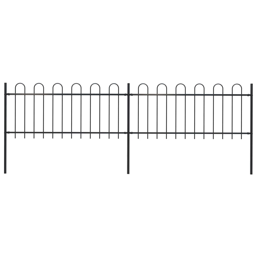 Vidaxl tuinhek met ringtop staal 359x80 cm zwart