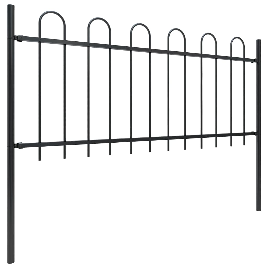 Vidaxl tuinhek met ringtop staal 359x80 cm zwart