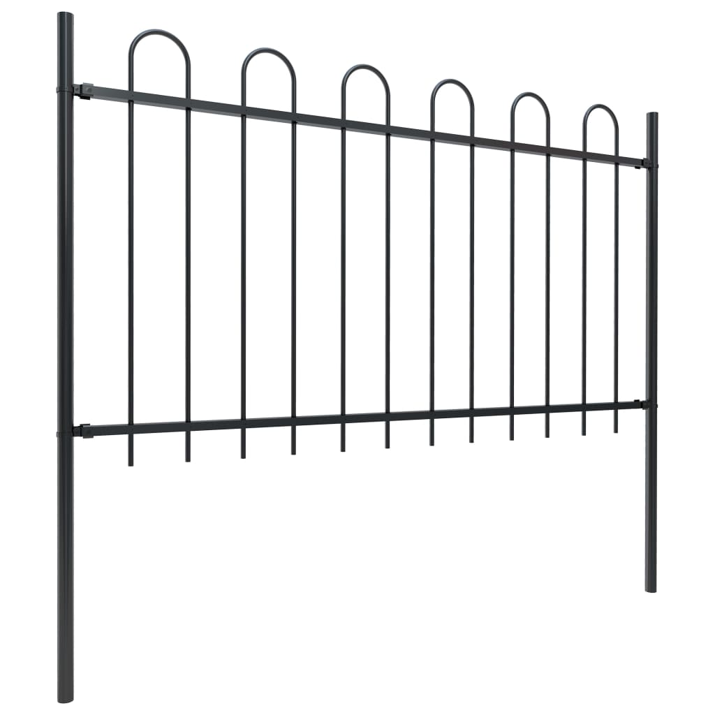 Vidaxl tuinhek met ringtop staal 359x100 cm zwart