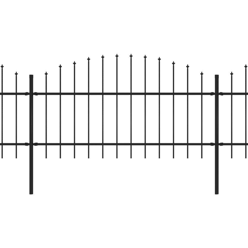 VidaXL Tuinhek met speren bovenkant (1-1,25)x10,2 m staal zwart