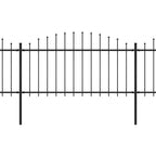 VidaXL Tuinhek met speren bovenkant (1,25-1,5)x6,8 m staal zwart