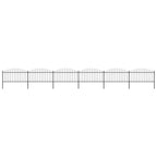 VidaXL Tuinhek met speren bovenkant (1,25-1,5)x10,2 m staal zwart