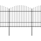 VidaXL Tuinhek met speren bovenkant (1,5-1,75)x10,2 m staal zwart