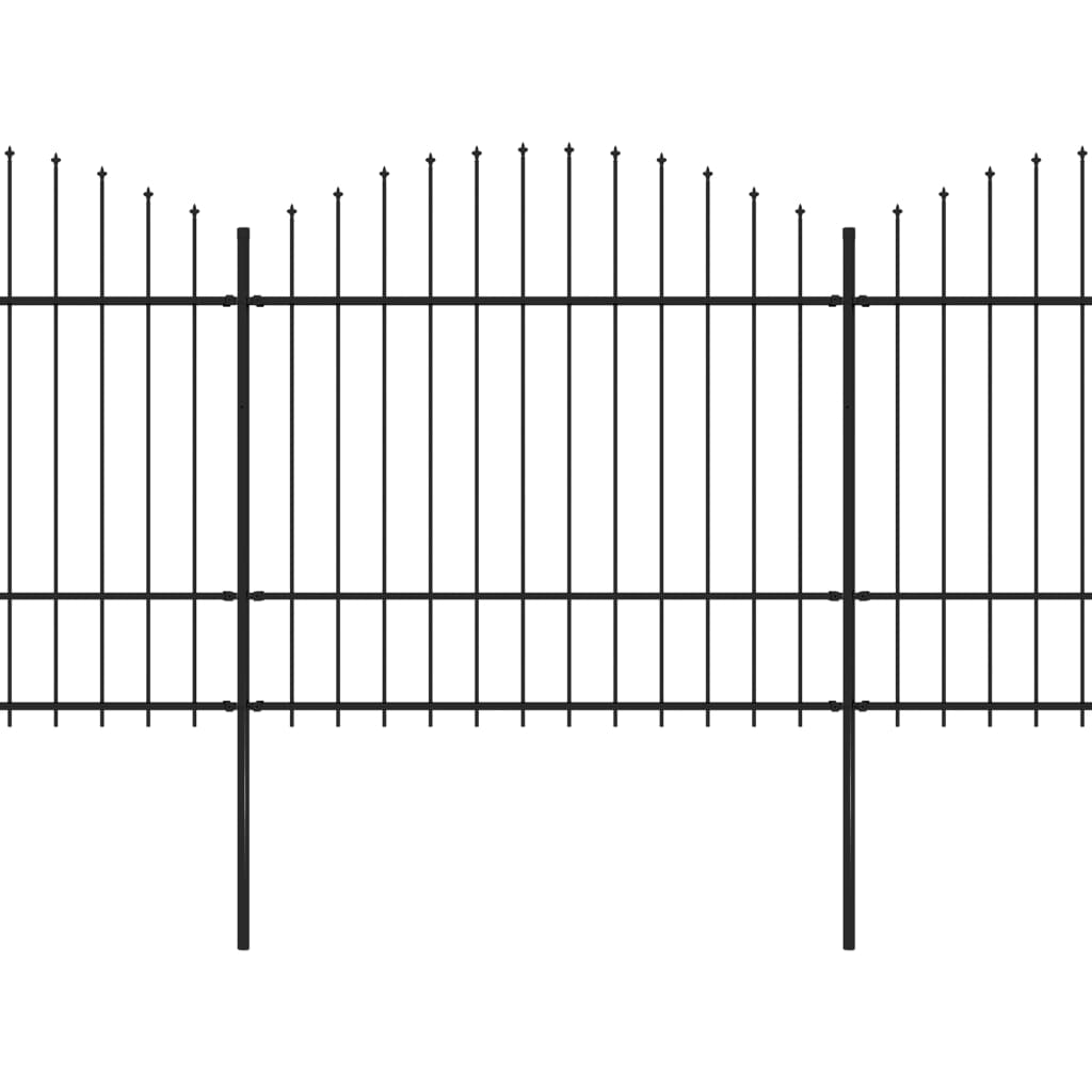 VidaXL Tuinhek met speren bovenkant (1,5-1,75)x10,2 m staal zwart