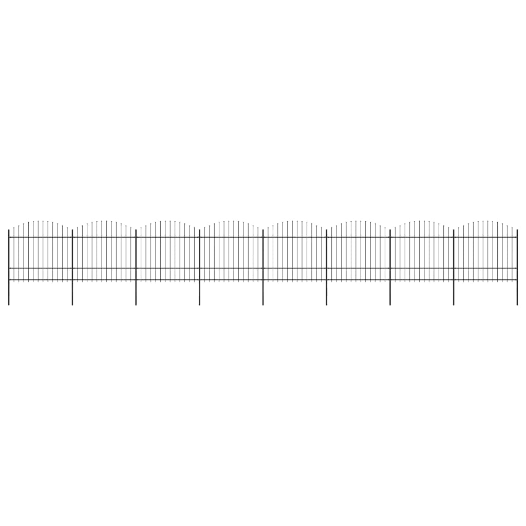 VidaXL Tuinhek met speren bovenkant (1,5-1,75)x13,6 m staal zwart