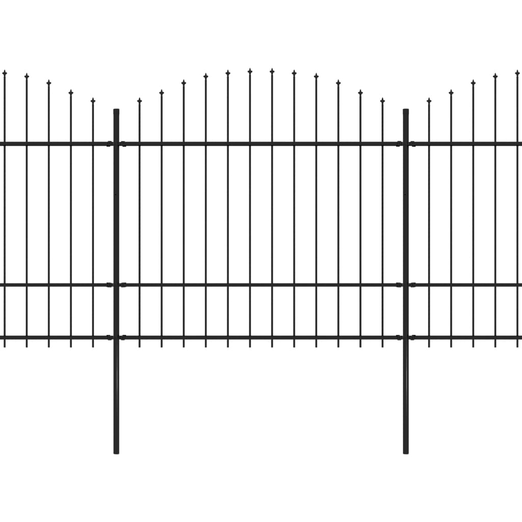 VidaXL Tuinhek met speren bovenkant (1,5-1,75)x15,3 m staal zwart