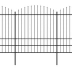 VidaXL Tuinhek met speren bovenkant (1,75-2)x3,4 m staal zwart