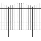 VidaXL Tuinhek met speren bovenkant (1,75-2)x6,8 m staal zwart