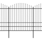 VidaXL Tuinhek met speren bovenkant (1,75-2)x11,9 m staal zwart