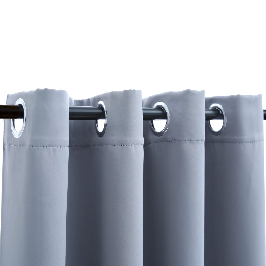 Vidaxl gordijn verduisterend met metalen ringen 2 st 140x225 cm grijs