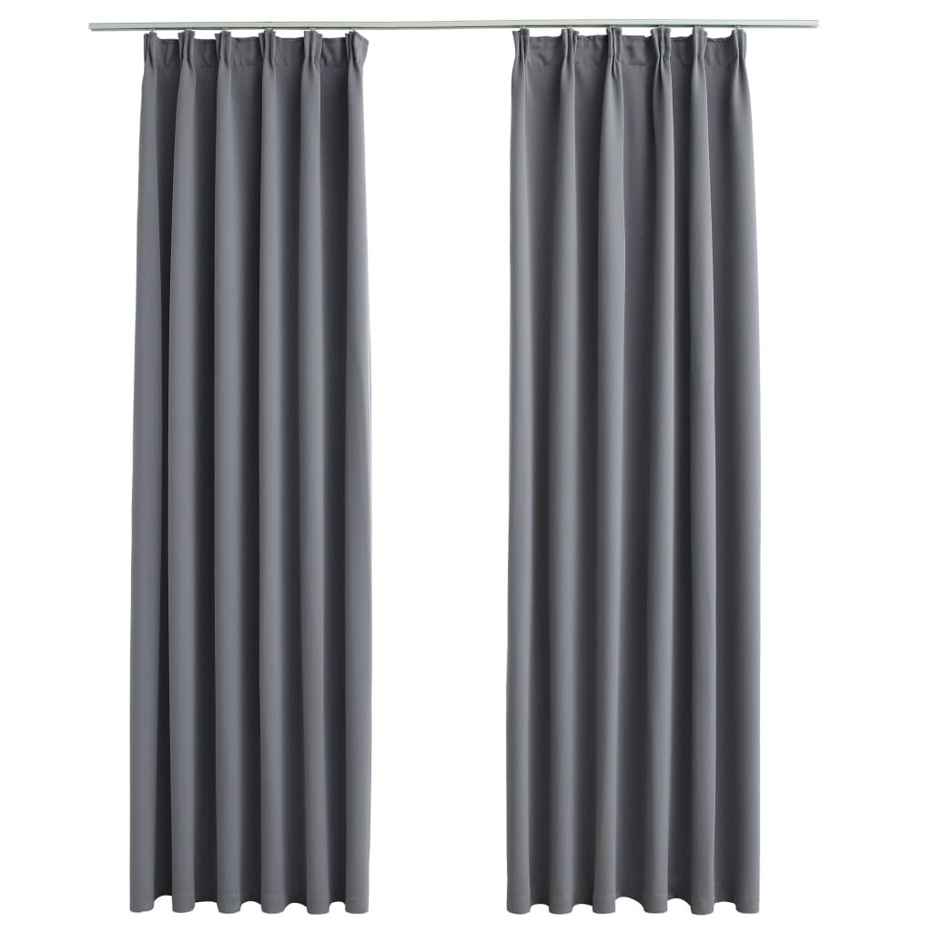 Vidaxl gordijnen verduisterend met haken 2 st 140x225 cm grijs