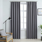 Vidaxl gordijnen verduisterend met haken 2 st 140x225 cm grijs