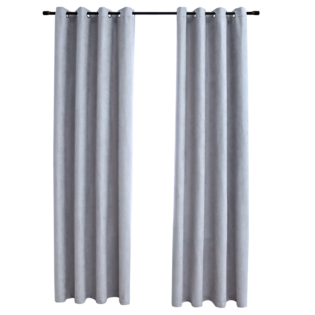 Vidaxl gordijn verduisterend met metalen ringen 2 st 140x175 cm grijs
