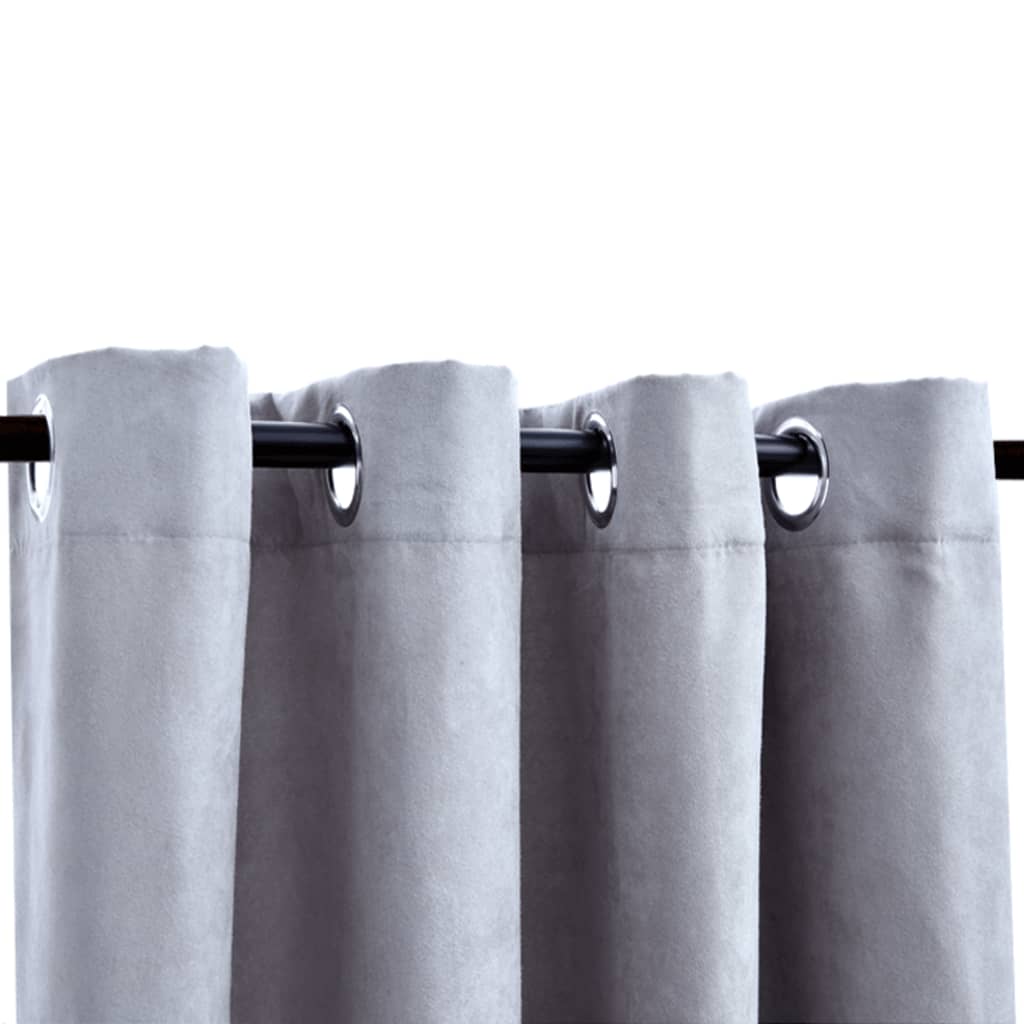 Vidaxl gordijn verduisterend met metalen ringen 2 st 140x225 cm grijs