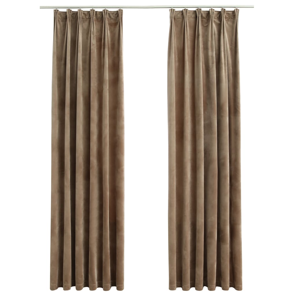 Vidaxl gordijnen verduisterend 2 st met haken 140x175 cm fluweel beige