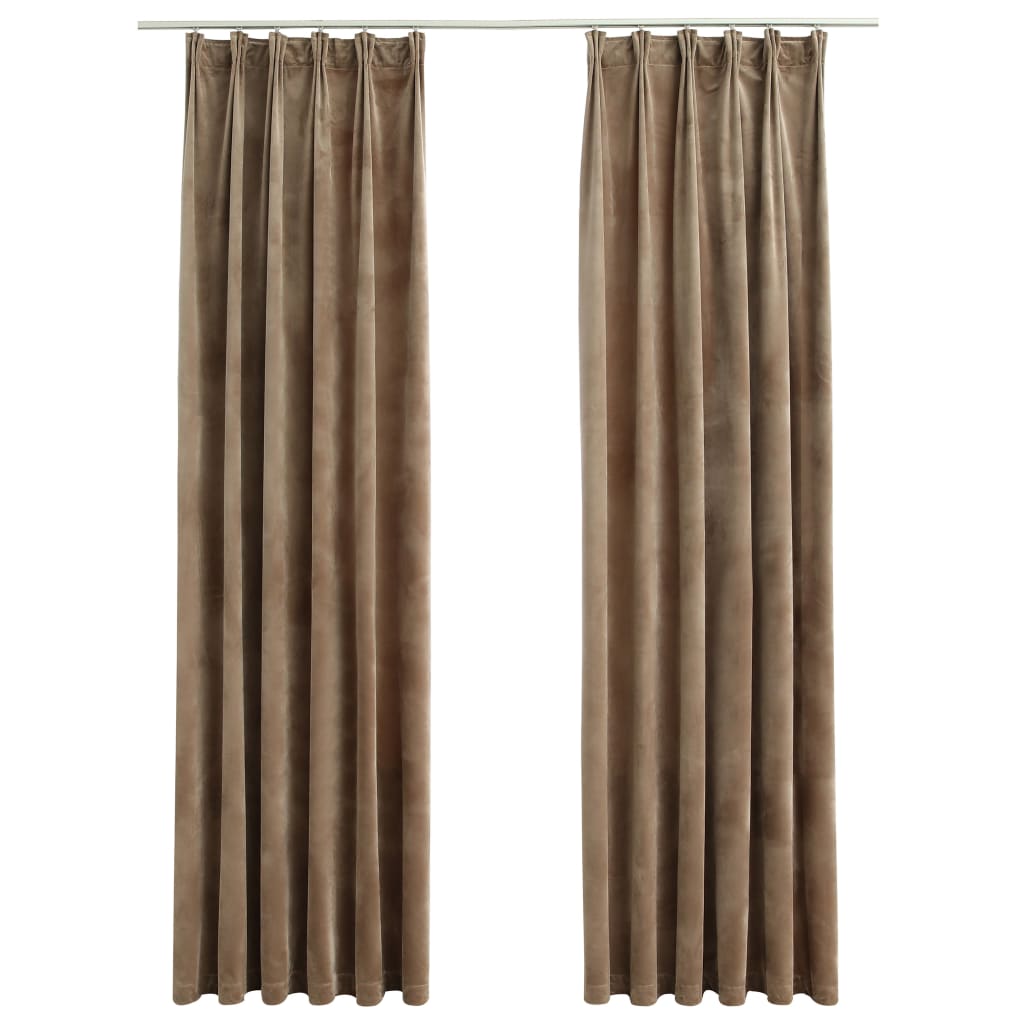 Vidaxl gordijnen verduisterend 2 st met haken 140x225 cm fluweel beige