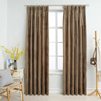 Vidaxl gordijnen verduisterend 2 st met haken 140x245 cm fluweel beige