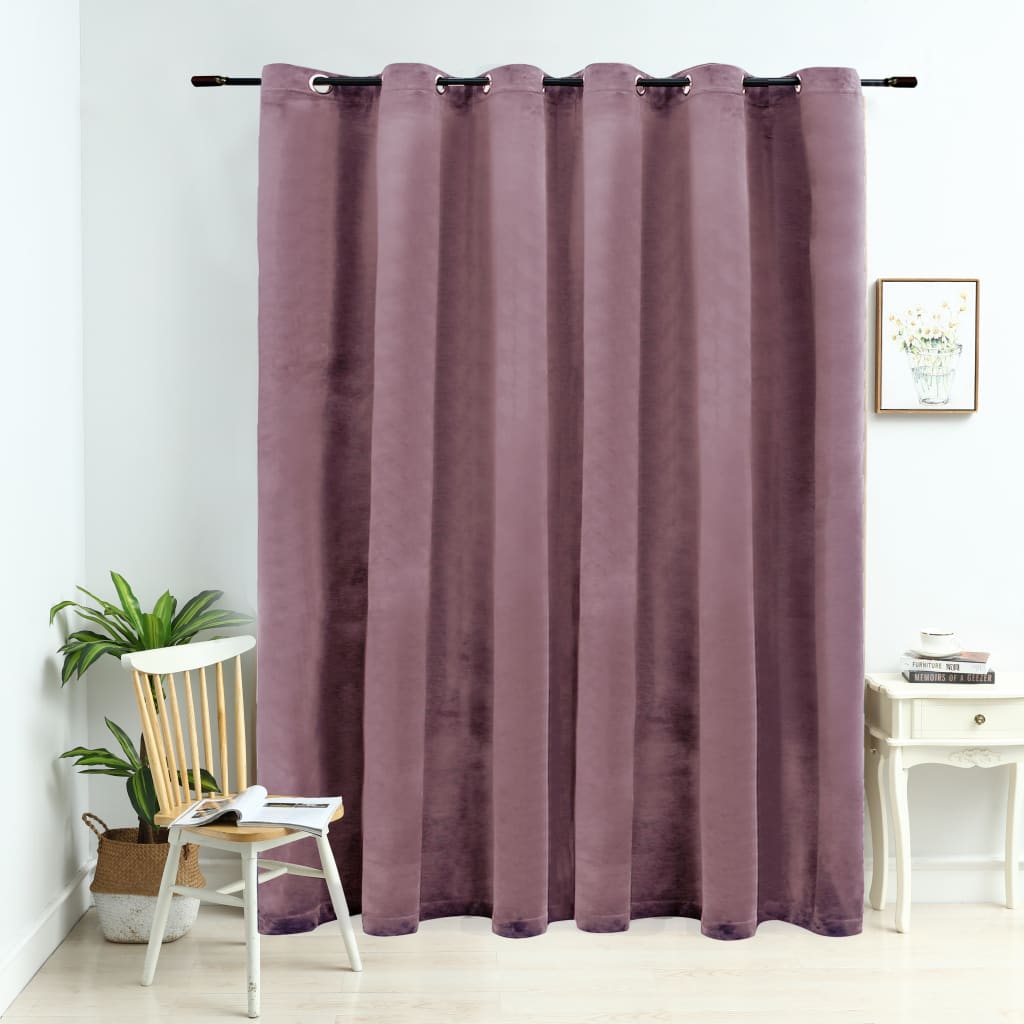Vidaxl gordijn verduisterend met ringen 290x245 cm fluweel antiekroze