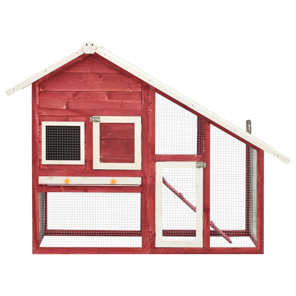 Vidaxl konijnenhok 140x63x120 cm massief vurenhout rood en wit